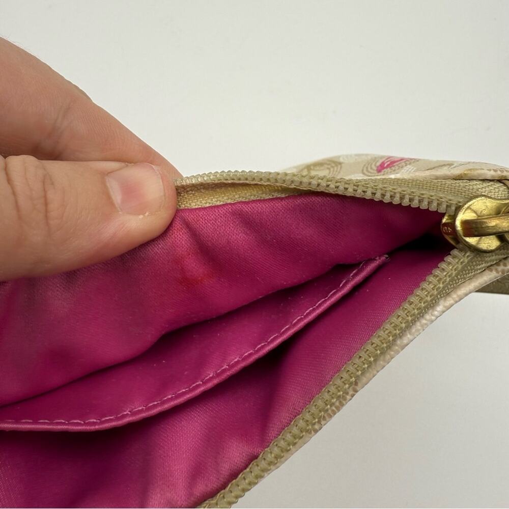 Coach Waverly Cherry Heart Signature Wristlet Khaki Pink 49240 BKHPK - Picture 12 of 15
